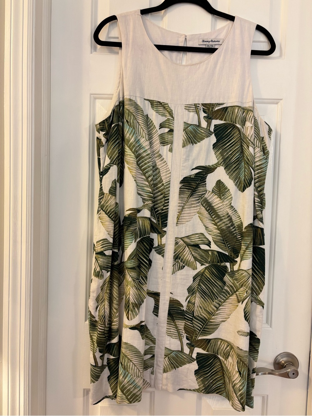 Tommy Bahama Cream Sleeveless Linen Blend dress.